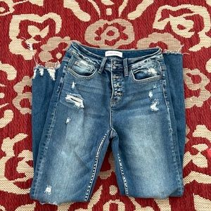 Distressed jeans.  Flying Monkey brand.